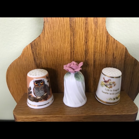 OAK Thimble Hanger w’ 8 THIMBLES - Picture 2 of 4
